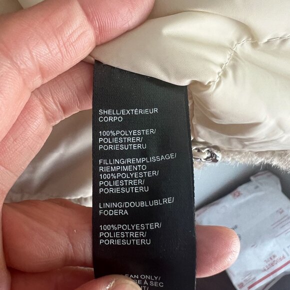 Rebecca Minkkoff Women's Cropped Bomber Faux Fur Coat Jacket SMALL in Natural - Picture 9 of 13